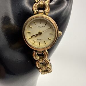 Constant women's gold tone luxury design  stainless steel link bracelet watch